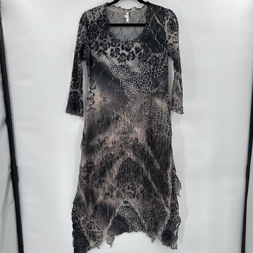 Lindi Womens Layered‎ Lace Forest Fairy Dress Size Large Crinkle Whimsigoth